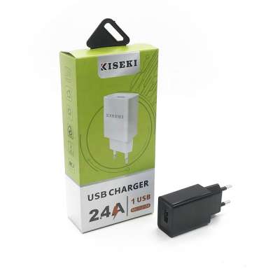 Hot sell Amazon Lazada 1 usb port EU pin 5V1A home charger, smart IC KISEKI wall charger