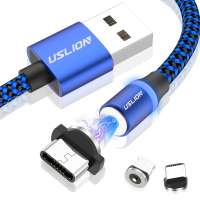 3 in 1 USLION 1M 2M Braided USB Charging Cable Magnetic Adapter Micro USB Type C Head Charger For iPhone & Android