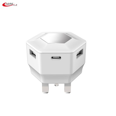 3 Port USB Wall Charger EU/UK Plug 5V  type c   port Multi USB Charger For Mobile Phone Charging