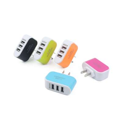 3 usb 1A candy colorful  usb wall charger inova Brazil pin mobile usb charger